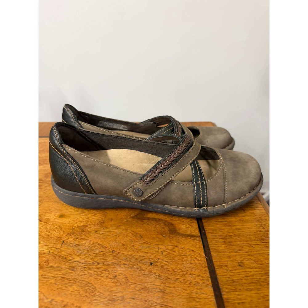 Earth Origins 7.5 Tamara Toriana Mary Jane Flats Brown Stone Braided Strap Shoes - Picture 2 of 8